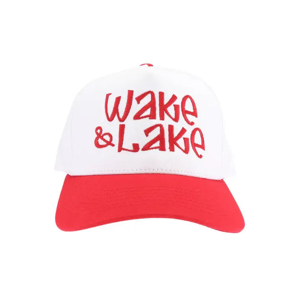 Lake Embroidered Trucker Hat Red