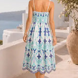 Ocean Bloom Embroidered Dress
