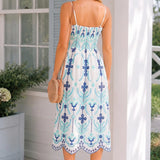 Ocean Bloom Embroidered Dress