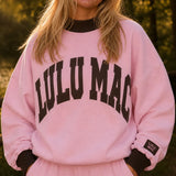 Lulu Mac | Puff Mock Neck Sweatshirt - Light Pink/ Brown