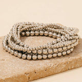 Mixed Mini Metallic Beaded Bracelet 7 Set