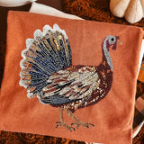 Turkey Faux Rhinestone Graphic Tee