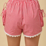 Gingham Shorts With Side Pouch Pocket