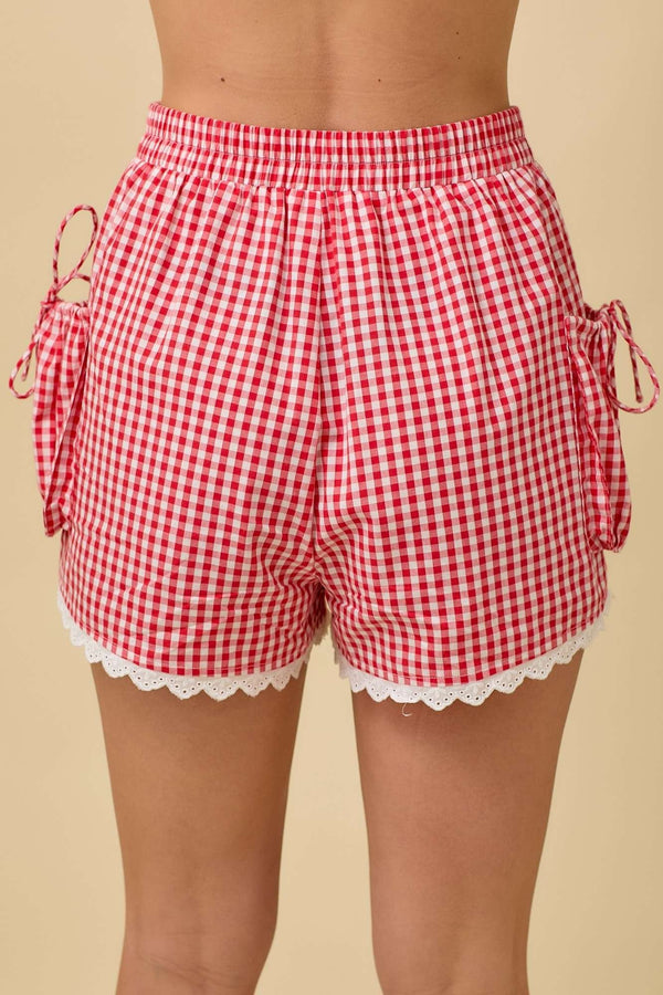 Gingham Shorts With Side Pouch Pocket