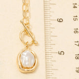 Pearl Pendant Dainty Toggle Chain Necklace