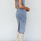 Denim Cut Out Midi Dress