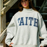 Faith Polka Dot Mock Neck Pullover