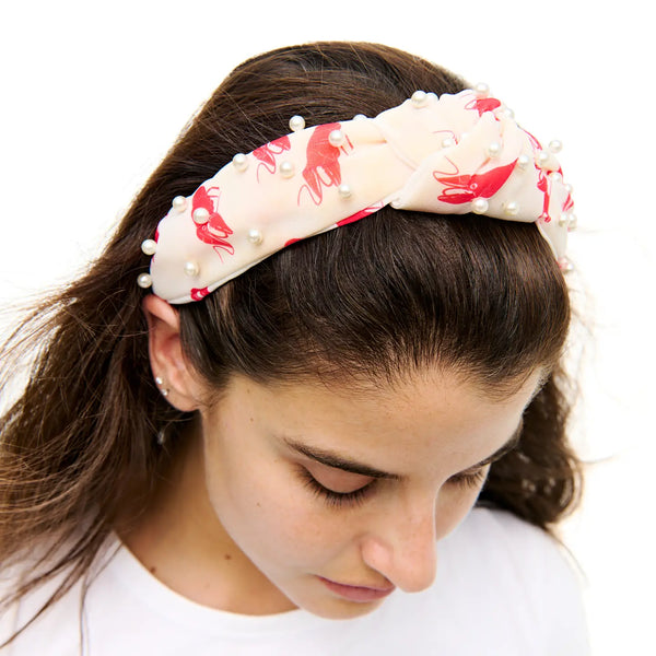 Crawfish Knot Headband with Pearls