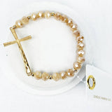 Hammered Cross Crystal Mix Beads Bracelet