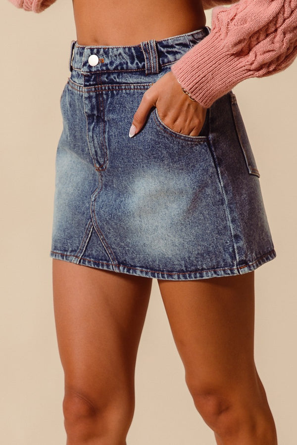 I'm Just Thinking Denim Skirt