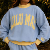 Lulu Mac | Puff Mock Neck Sweatshirt - Light Blue/Butter