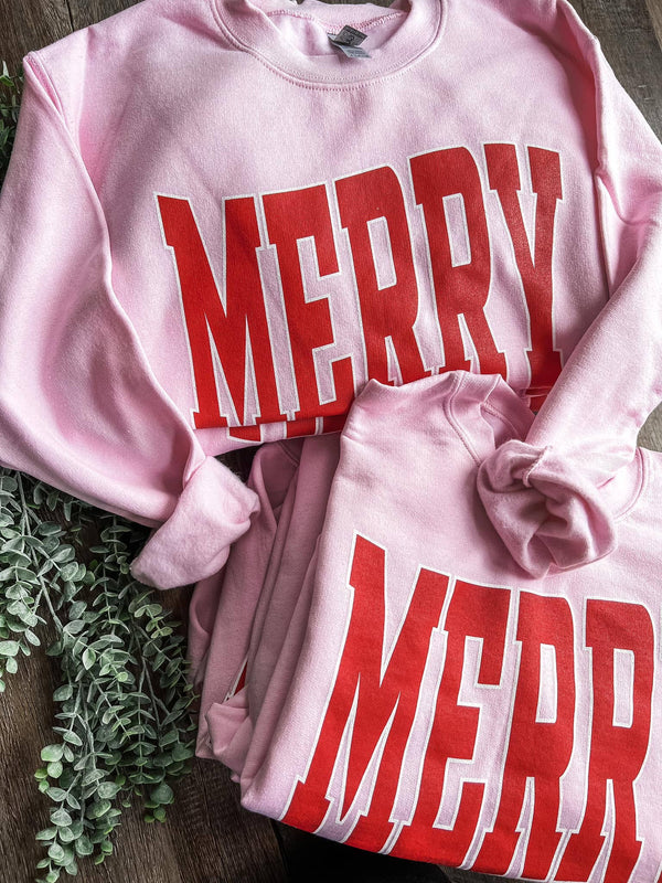 Merry | Varsity Style  | Pink | Sweatshirt
