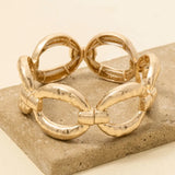 Hammered Metallic Ovals Elastic Bracelet