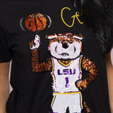 LSU Geaux Mike Basketball (Licensed) | Women's Sequin Tee