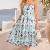 Ocean Bloom Embroidered Dress