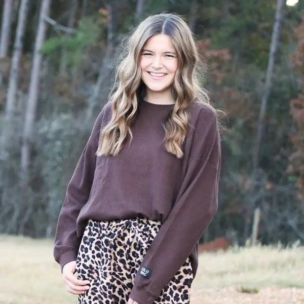 Waffle Longsleeve Top | Brown | LULU MAC