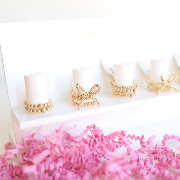 Gold Beaded Bow Rings