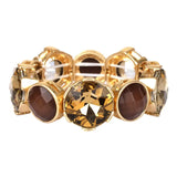 Brown Crystal and Topaz with Gold Stretch Bracelets