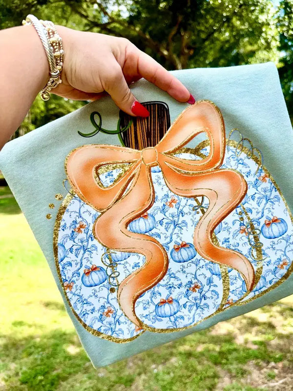 Pumpkin Coquette Bow Tee