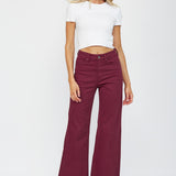 Heatin' Up The Holiday Burgundy Wide Leg Denim