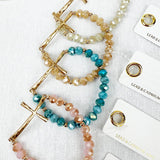 Hammered Cross Crystal Mix Beads Bracelet