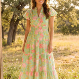 Bright Floral Dreams Dress Mint