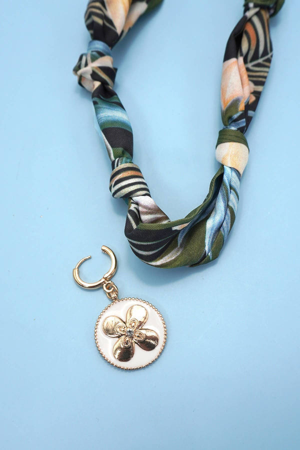 Handcrafted Scarf Interchangeable Charm Necklace |