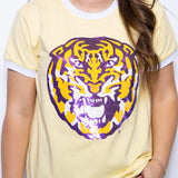 Butter Yellow Louisiana State University Tiger (Licensed) | Sequin Tee