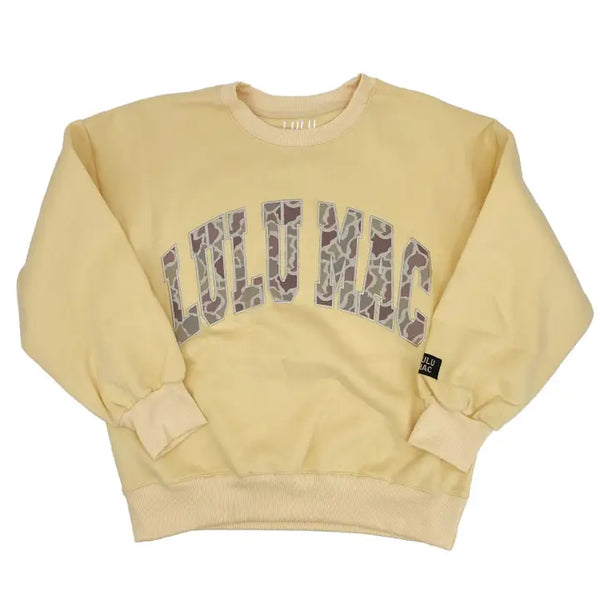 Butter Yellow and Camo Sweatshirt | LULU MAC