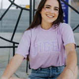Tiger Block Letters Graphic Tee - Lilac