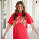 Red and Leopard Tee Shirt | Lulu Mac