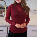 Keigan Mesh Top- Maroon Glitter