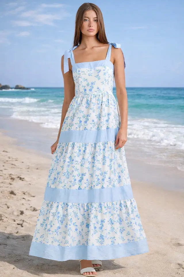 Blue Skies & Blossoms Maxi Dress