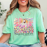 Rainbow Burst Every Knee Shall Bow Christian Graphic T-Shirt