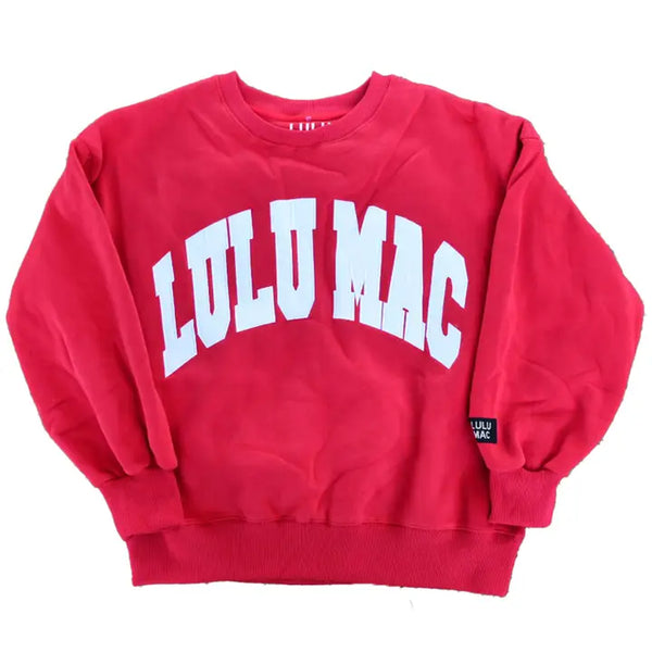 Red and White Emrbodery Stitch Sweatshirt | LULU MAC