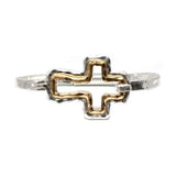 Silver with Gold Cross Hinge Bracelet