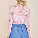 Patchwork Floral Mock Neck Top