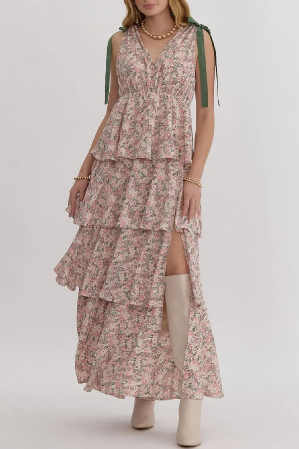 Layers of Love Floral Dress - Rose