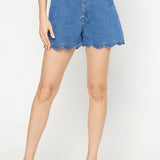 Scallop Denim Shorts