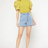 Scallop Denim Shorts