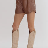 Leather Metalic Brown Shorts