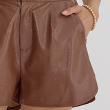 Leather Metalic Brown Shorts