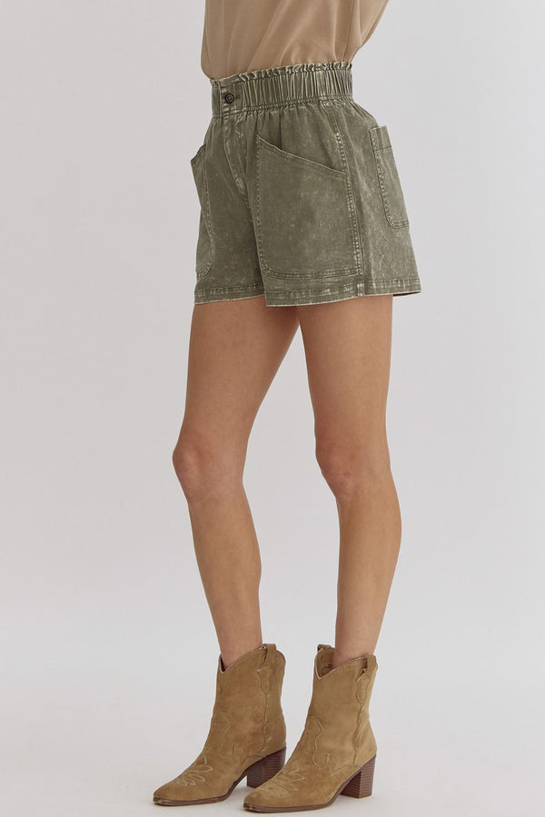 Olive Lightweight Denim Shorts