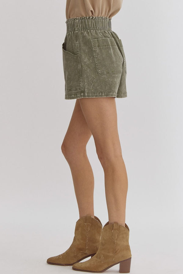 Olive Lightweight Denim Shorts