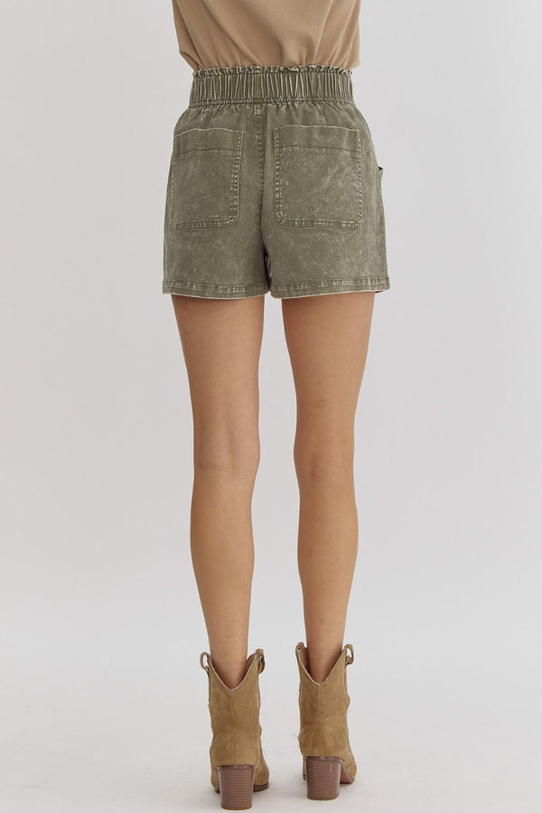 Olive Lightweight Denim Shorts