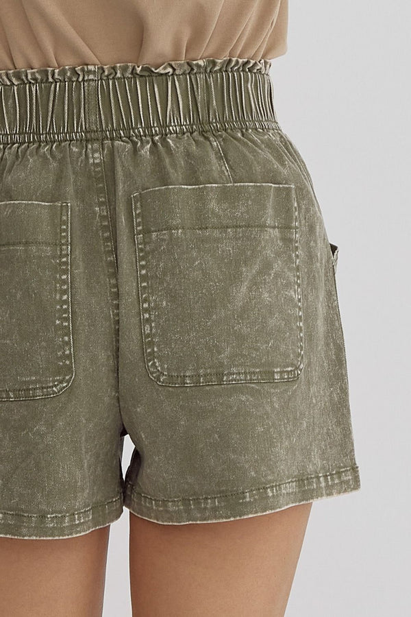 Olive Lightweight Denim Shorts