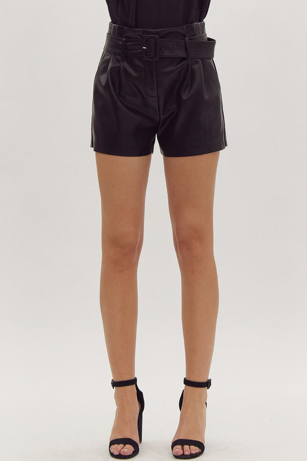 Another Love Belted Leather Shorts