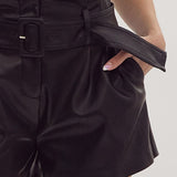Another Love Belted Leather Shorts