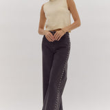 Pearl Detail Jeans - Black