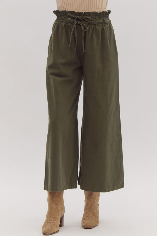 Double Bow Tie Pants - Olive